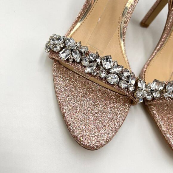 Jewel Badgley Mischka Size‎ 7 Ojai Pink Silver Jeweled Dress Sandals Heels Shoes - Picture 4 of 15
